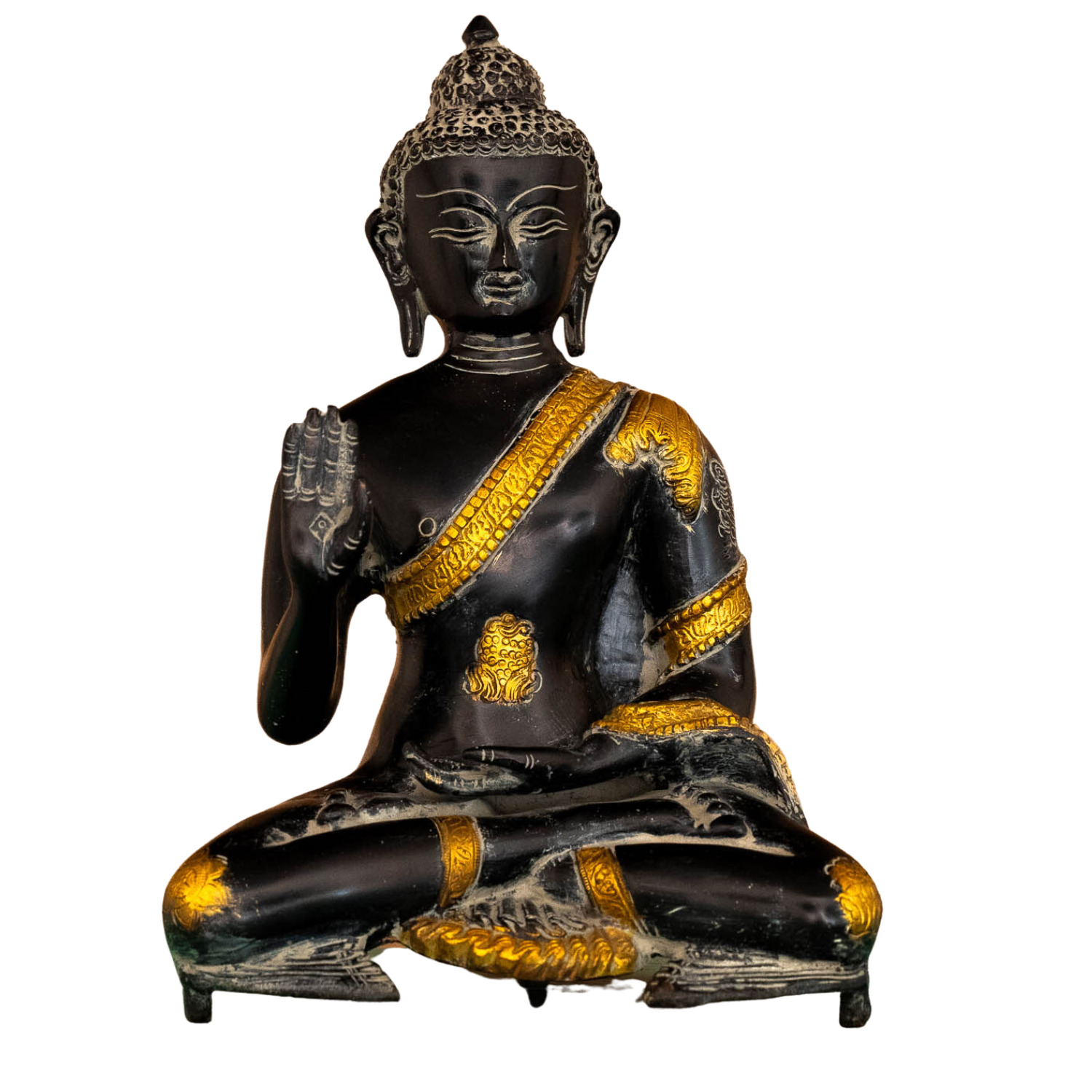 indigenite Brass Buddha Statue | Size - (11 x 6 x 8) Inches, Weight: 3.5 kgs apx