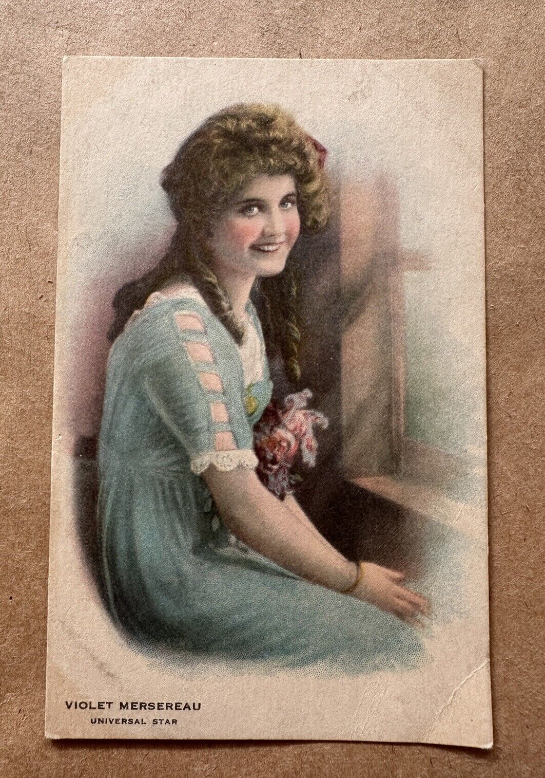 Antique 1920s Universal Star silent film actress Violet Mersereau postcard