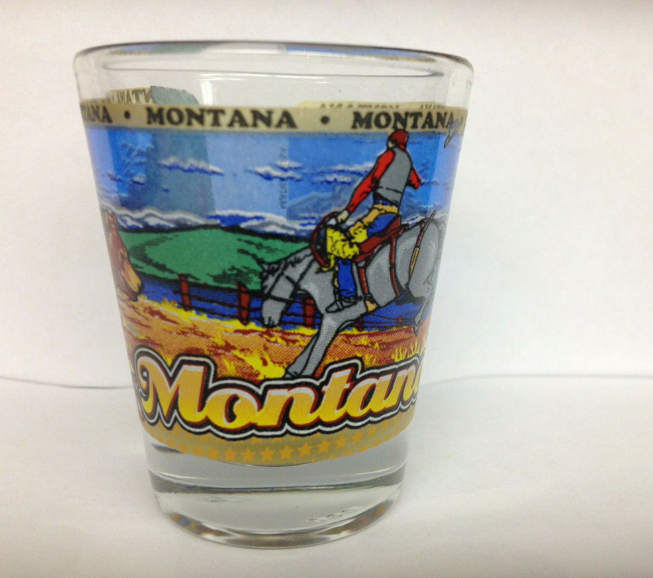 MONTANA STATE WRAPAROUND SHOT GLASS SHOTGLASS NEW 