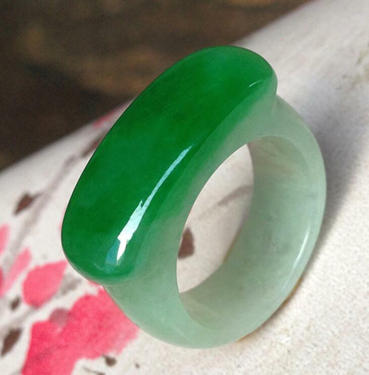 Emerald Saddle Ring Jade Finger Rings for Men Women Chinese Antique Collection