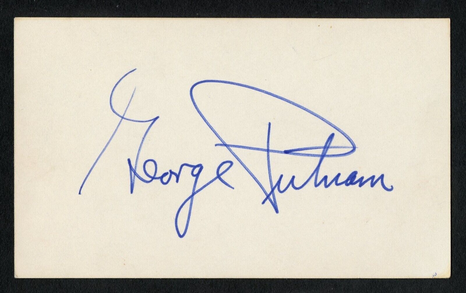George Putnam d2008 signed auto Vintage 3x5 Hollywood: News Reporter Show Host