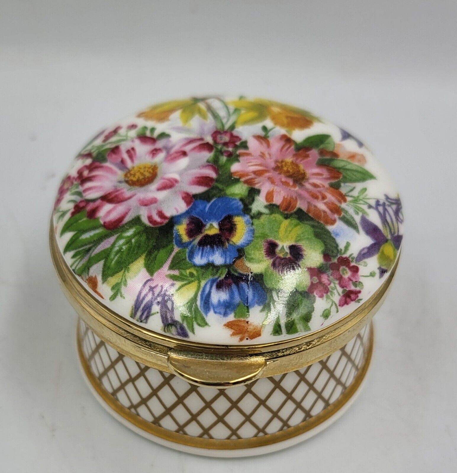Vintage Ayshford Staffordshire England Fine Bone China Hinged Trinket Box Floral