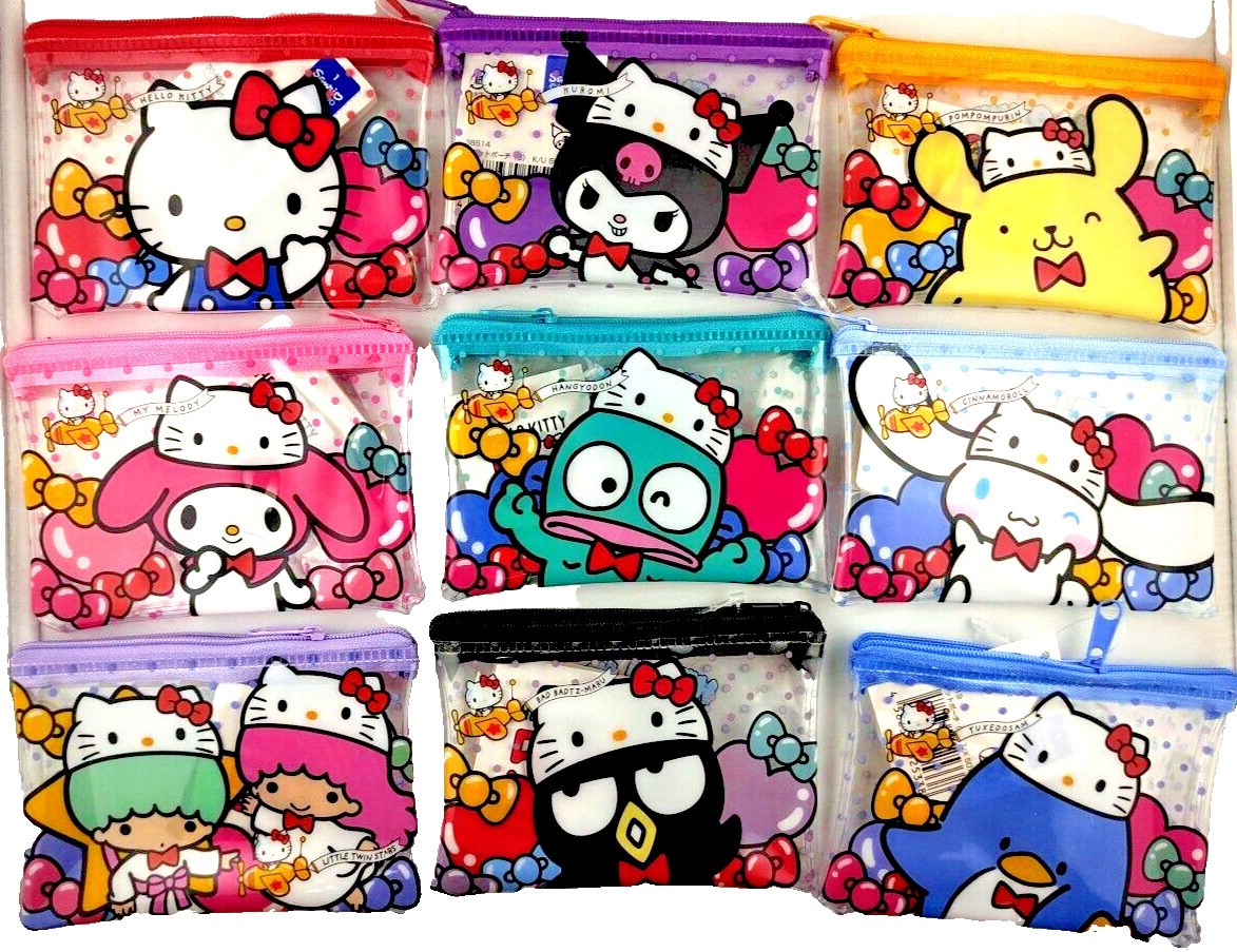 Daiso Japan Sanrio Characters Flat Pouch Set of 9 Hello Kitty 50th Anniversary