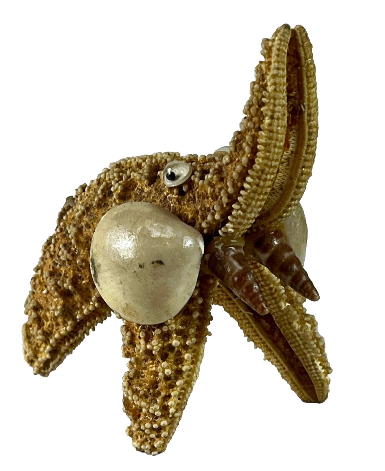 Vintage Seashell & Real Starfish Elephant w/ Genuine Sea Shells Souvenir