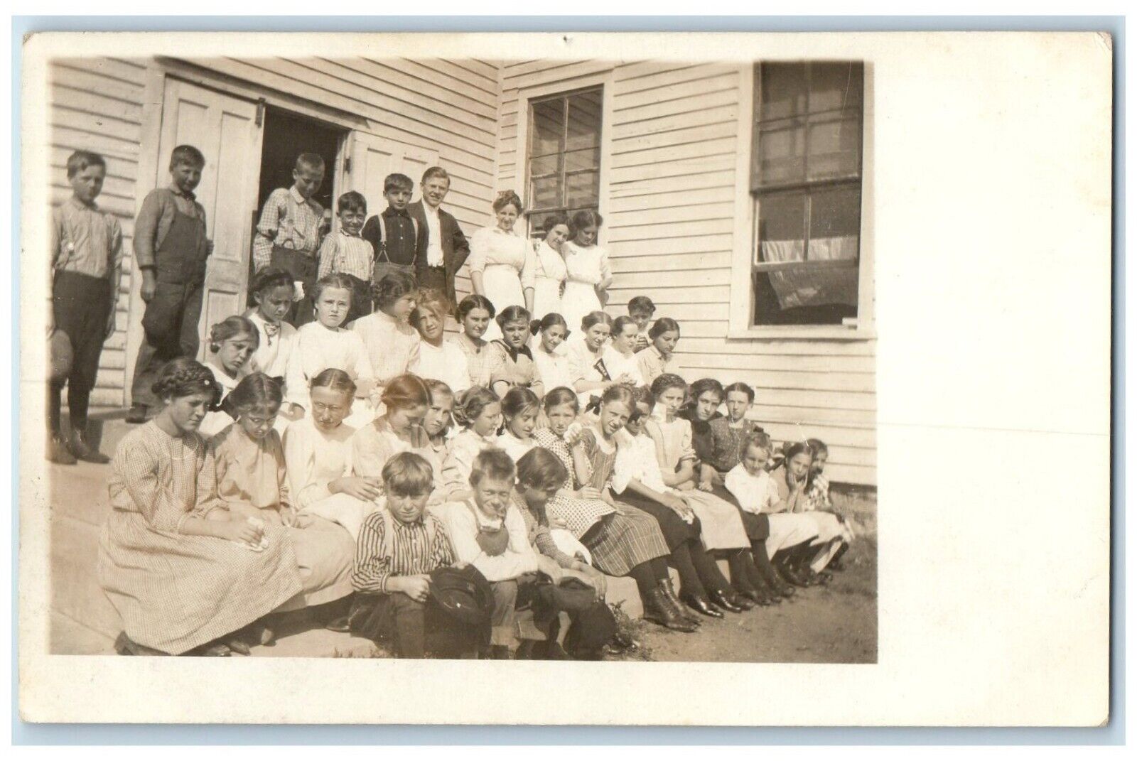c1910's Students Childrens Country School RPPC Photo Unposted Antique Postcard