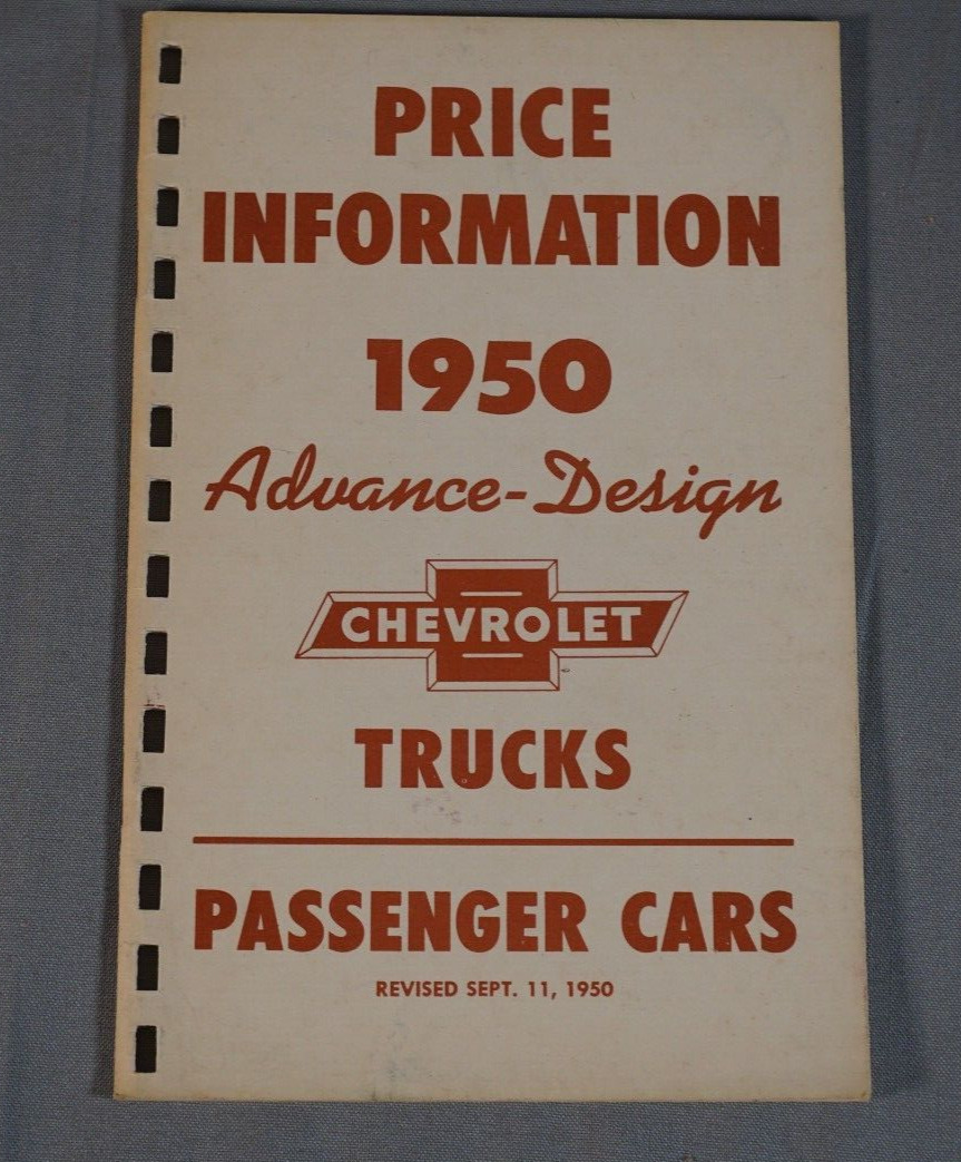 Original 1950 Chevrolet Price Information Trucks Passenger Car Book For Salesmen