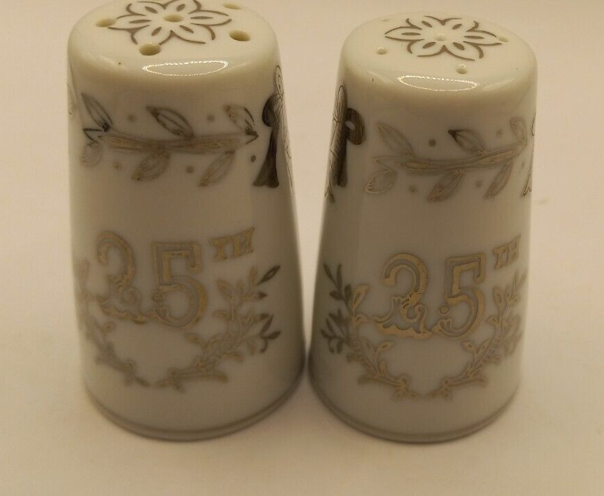 Vintage Lefton Collectable 25th Anniversary Salt and Pepper Shakers 1957 