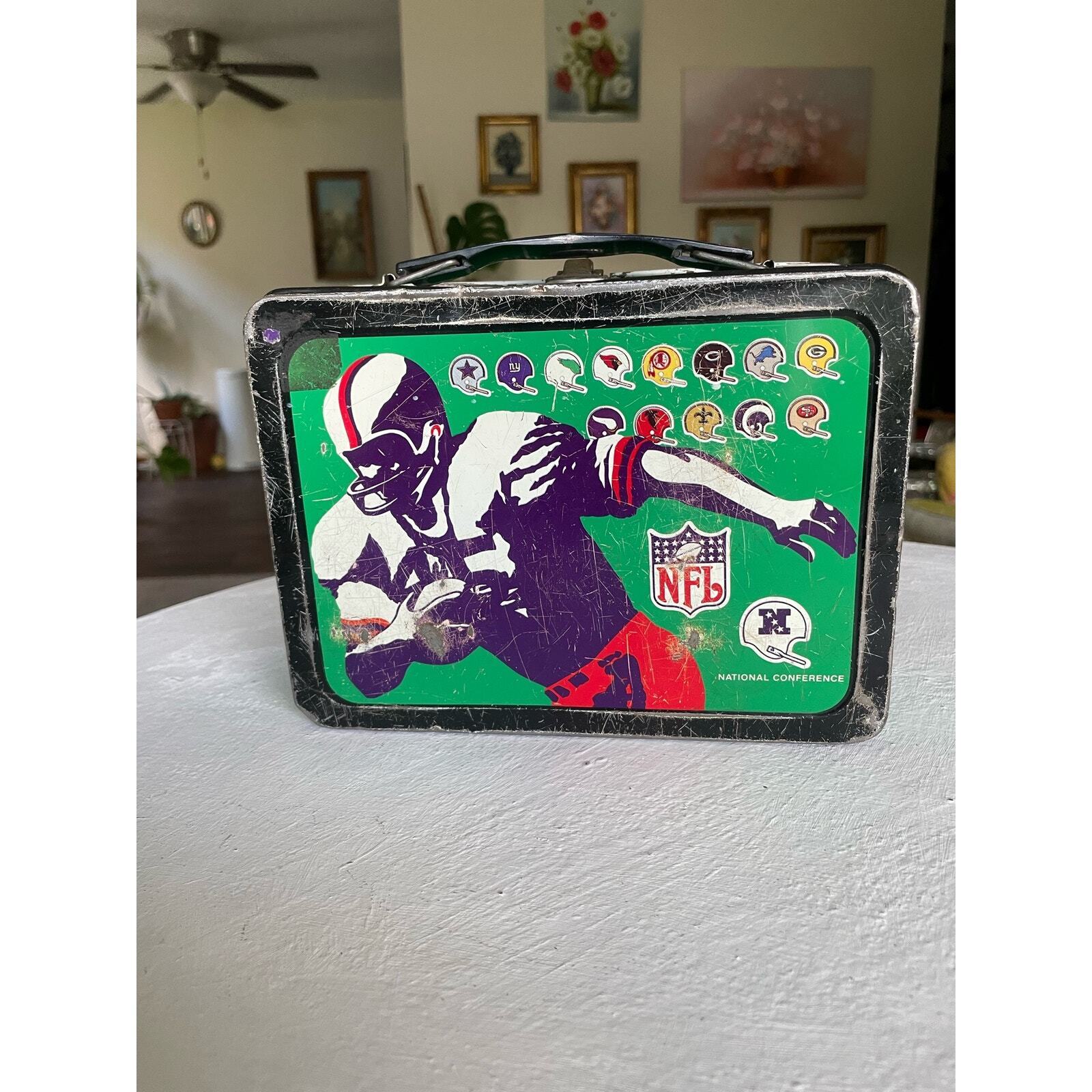 Vintage 1973 NFL Helmet Lunchbox No Thermos NFC/AFC Rare Lunch Box