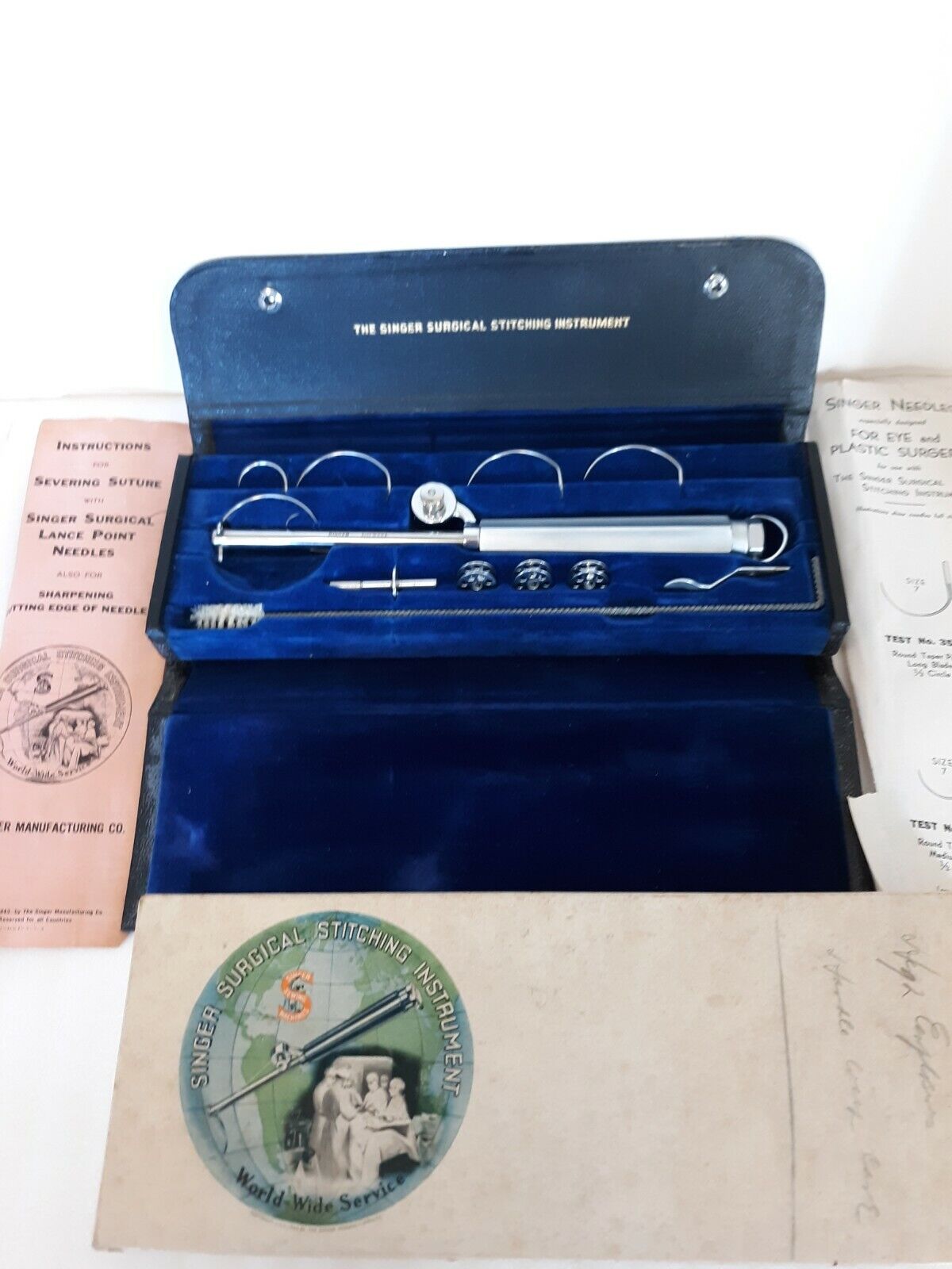 Antique Singer A-3 Surgical Stitching Instrument Original Case /  Box  RARE