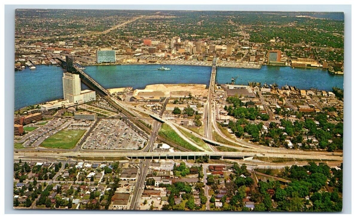 Jacksonville Florida Aerial View Expressway Vintage Postcard Unposted