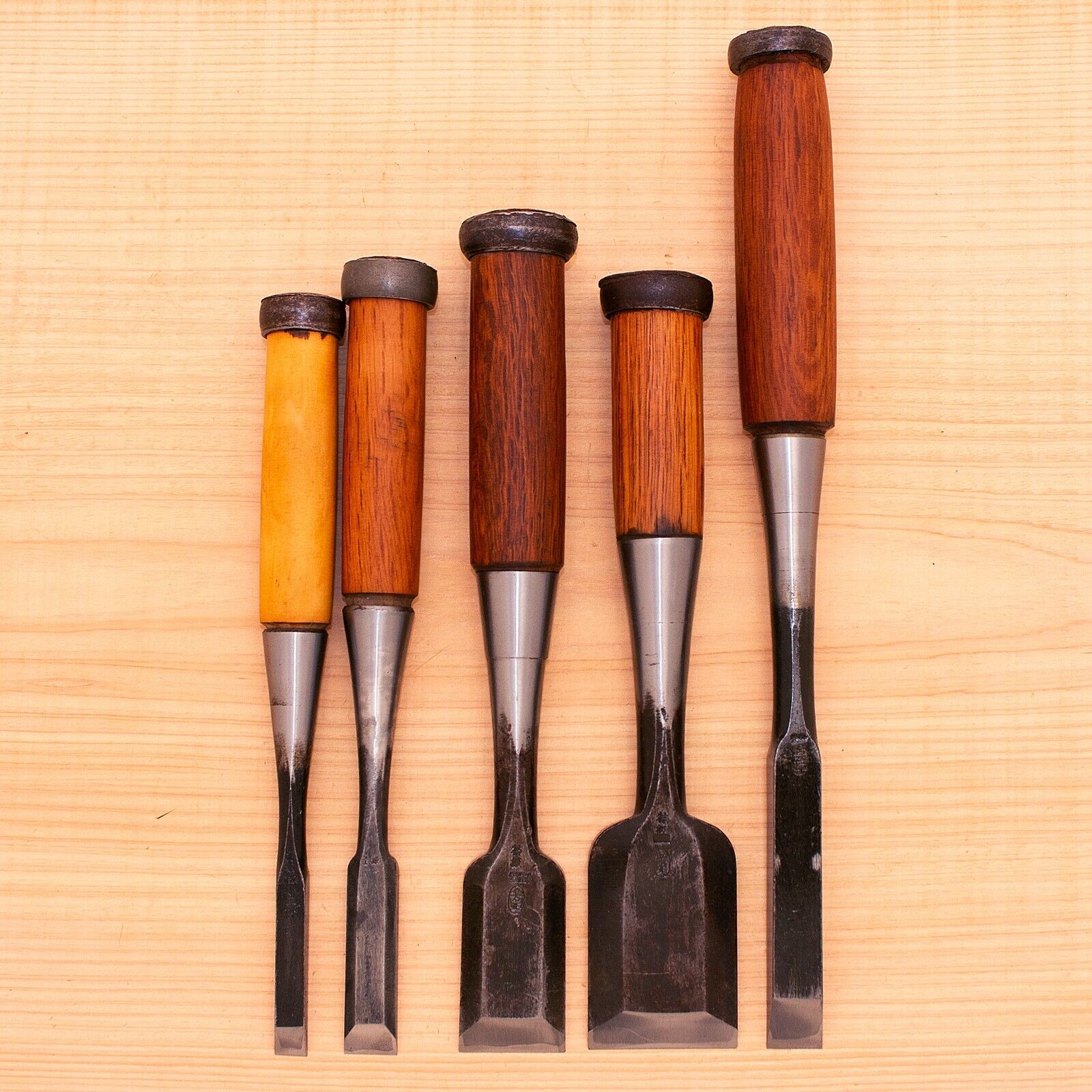 Japanese Round Chisel Set of 5 Hand Tool wood working #556