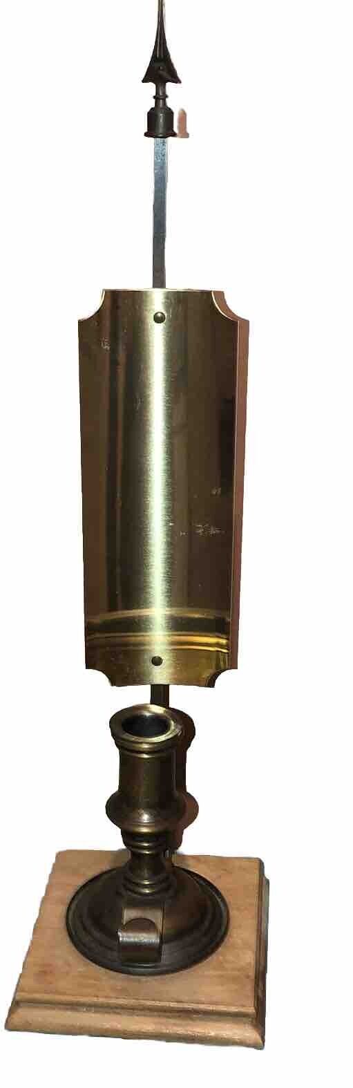 Vintage Brass Candlestick Chamber Stick Finger Candle holder W/ Shield