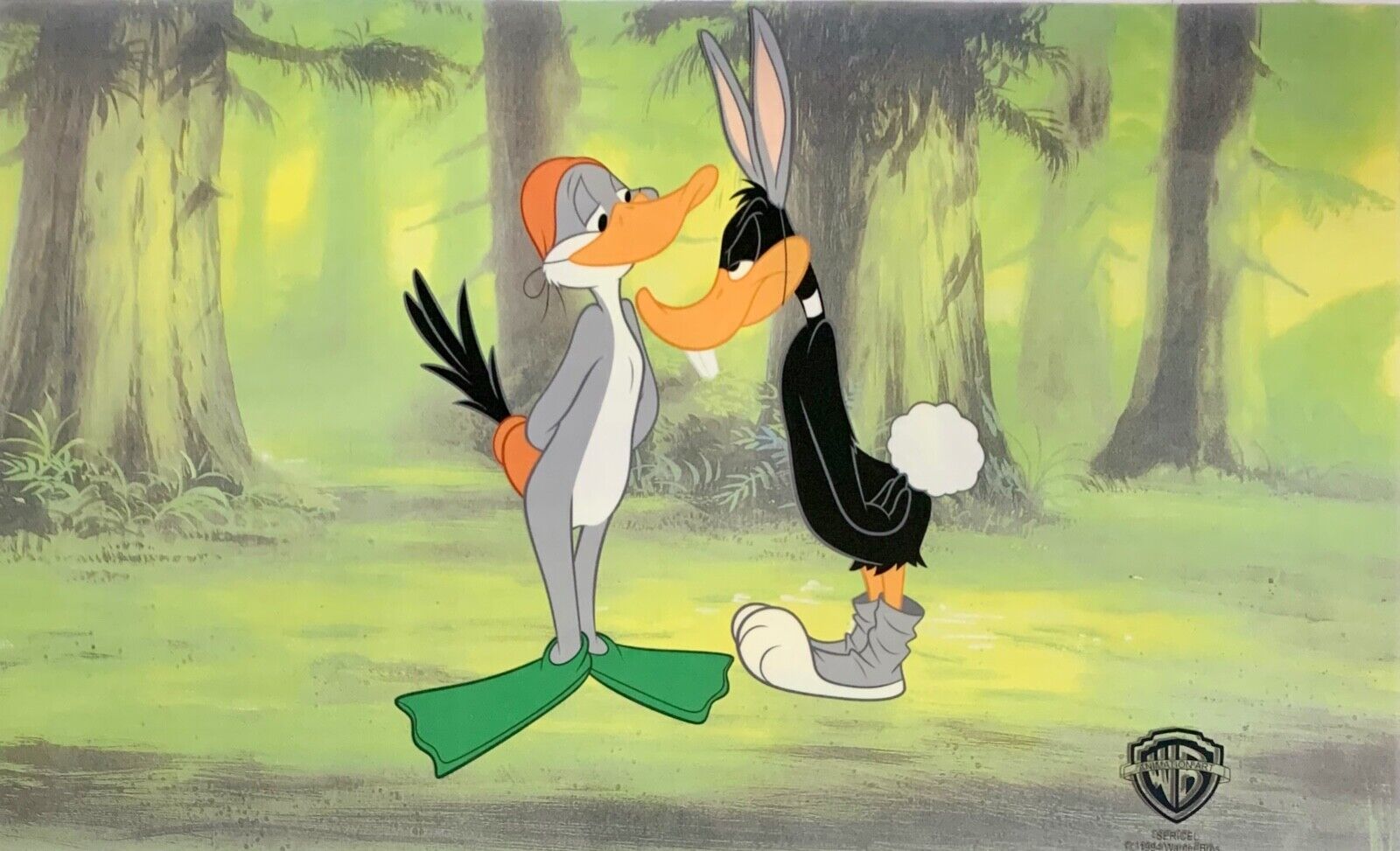 Warner Bros BUGS BUNNY DAFFY DUCK Sericel Animation Art Rabbit Duck Season