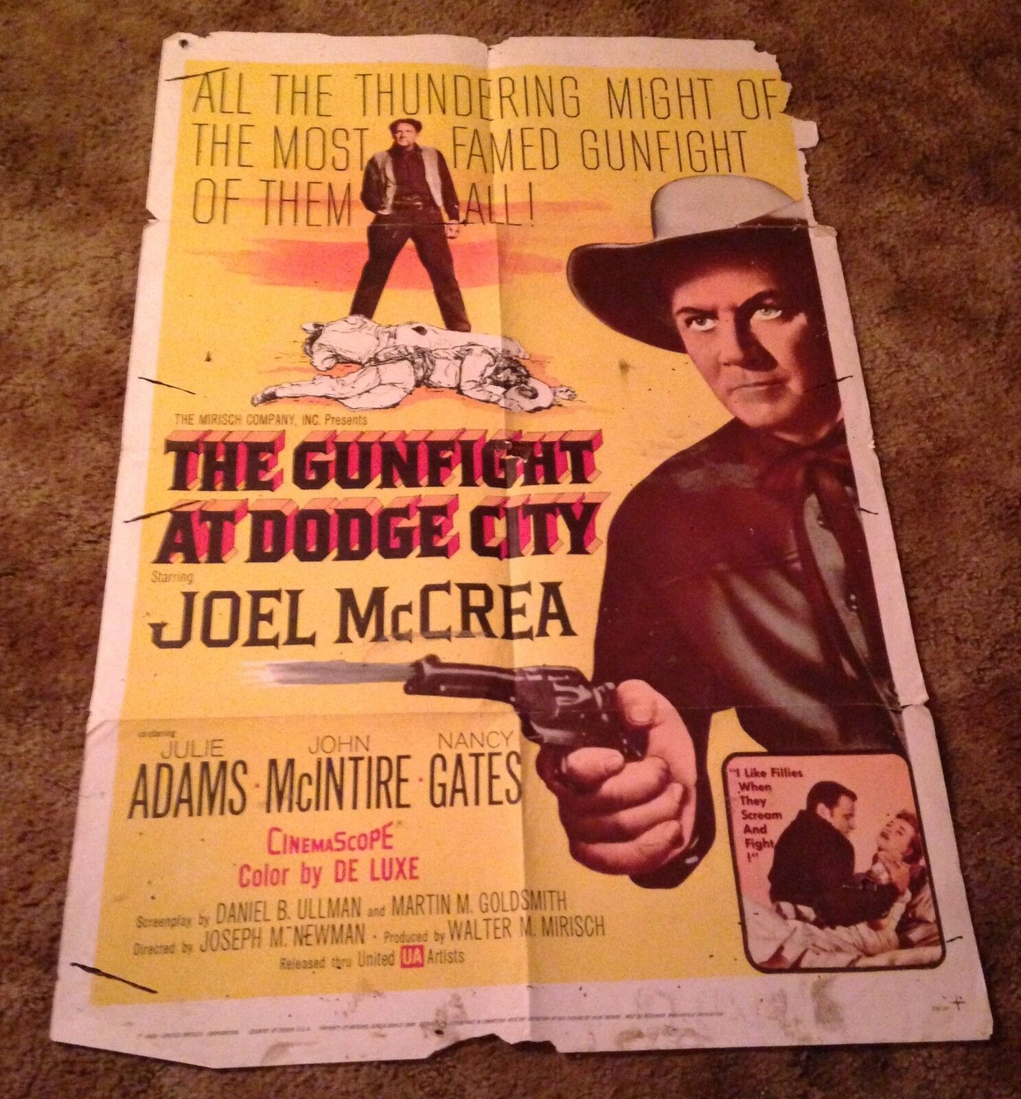 THE GUNFIGHT AT DODGE CITY Joel Mcrae ORIGINAL 1953 ONE SHEET MOVIE POSTER 