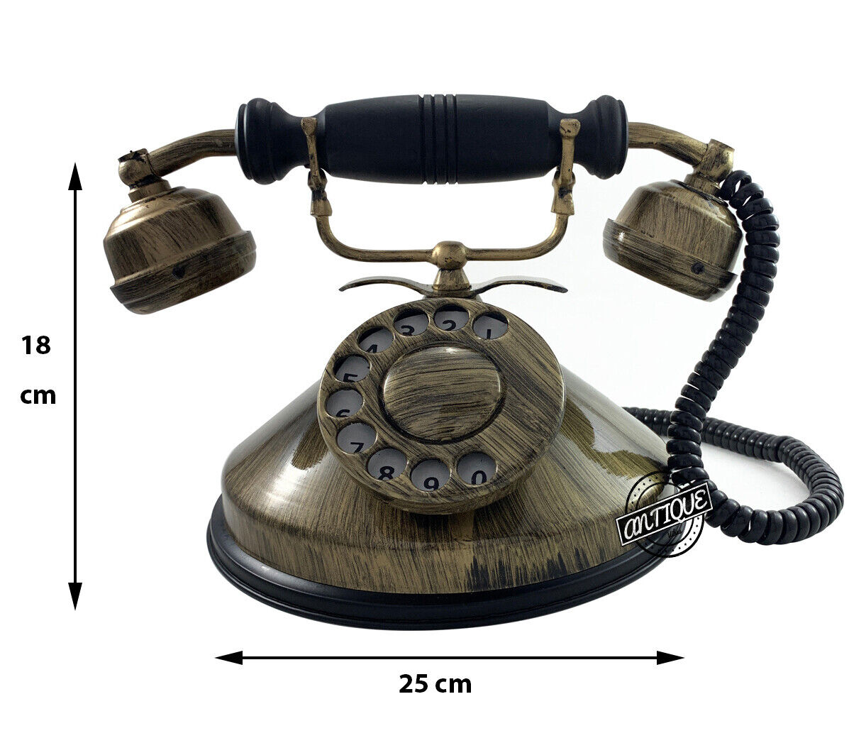 Antique Style Brass Rotary Dial Telephone Vintage Phone Home Decor Collectibles