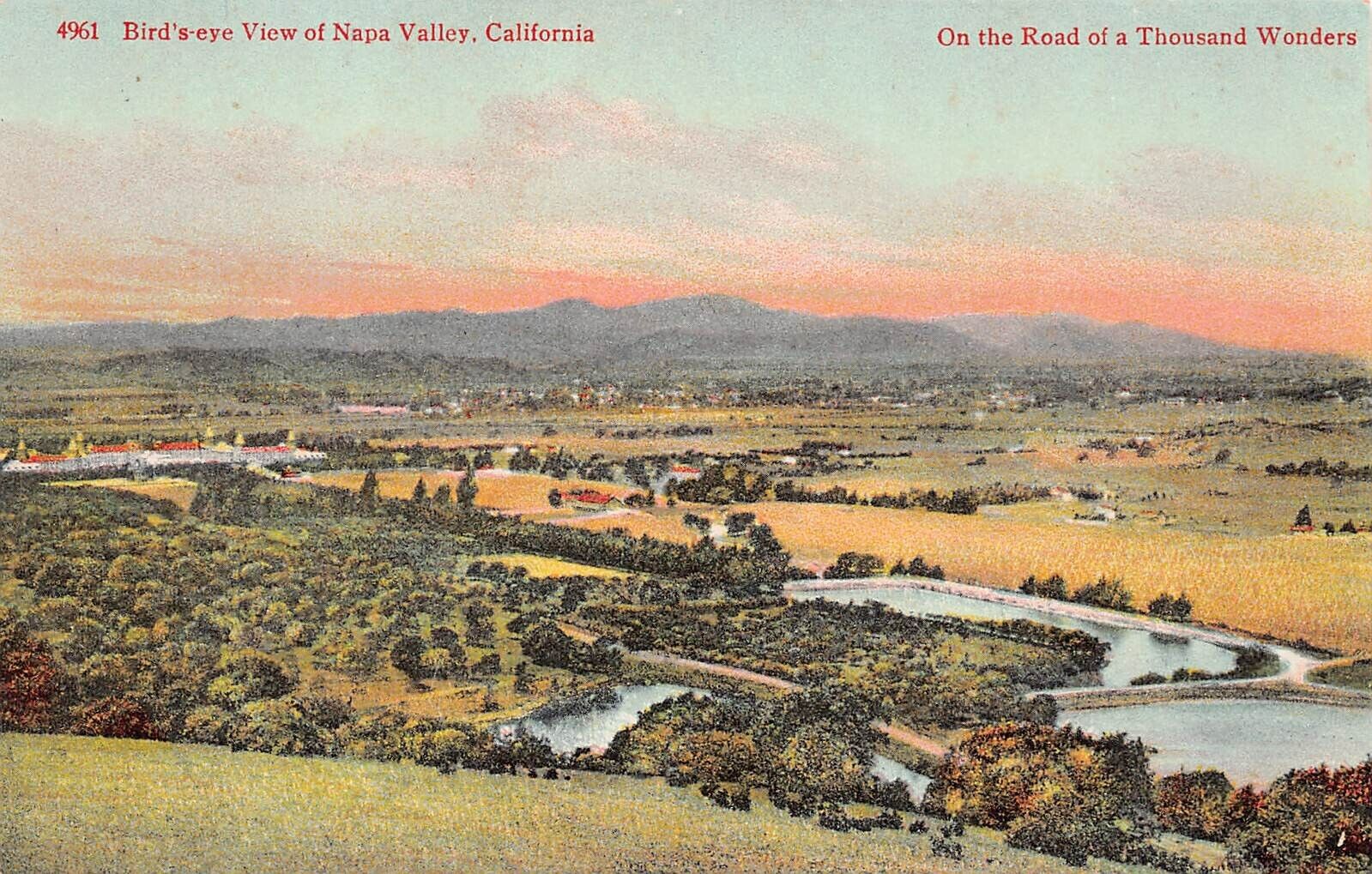Napa Valley CA California View from St Helena Hospital Asylum Vtg Postcard B21