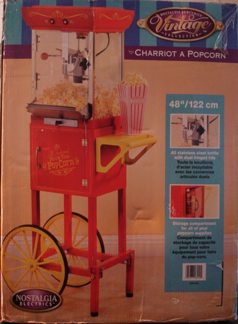 Nostalgia Electrics Vintage Collection Old fashioned Movie Popcorn Cart New