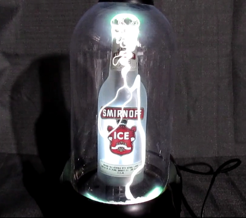 SMIRNOFF ICE Plasma Light Up Bottle Lightning Lamp Sign Bar Display - SEE VIDEO