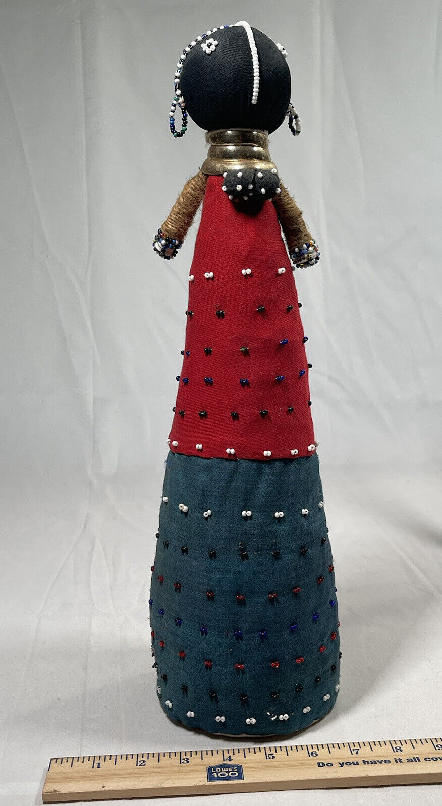 Vintage Ndebele Handmade South African Colorful Beaded Ceremonial Doll 17” #6