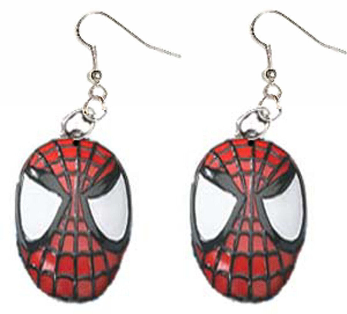 Huge Funky SPIDER-MAN MASK EARRINGS Punk Spiderman Cartoon Charm Costume Jewelry