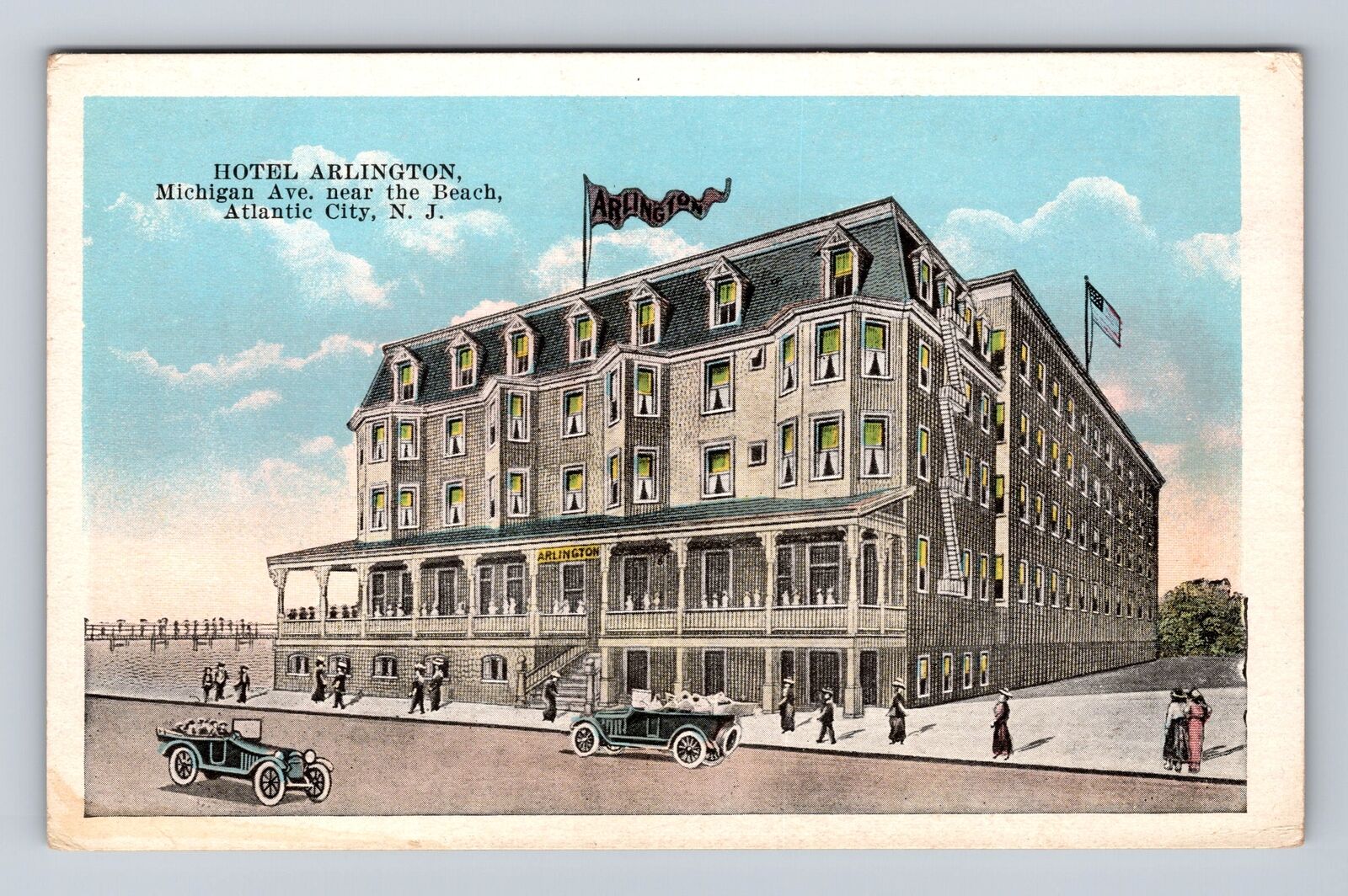 Atlantic City NJ-New Jersey, Hotel Arlington, Advertising, Vintage Postcard