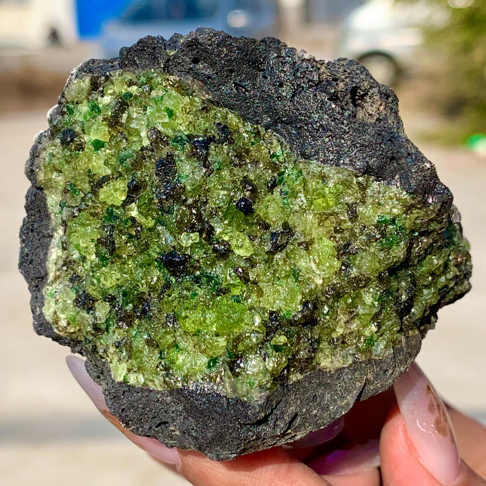 209G Natural and rare beautiful museum grade olive green olivine crystal