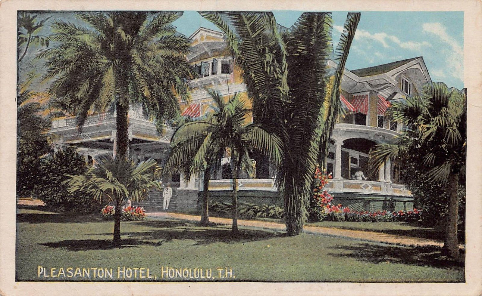 Pleasanton Hotel, Honolulu, Hawaii Territory, Early Postcard, Unused