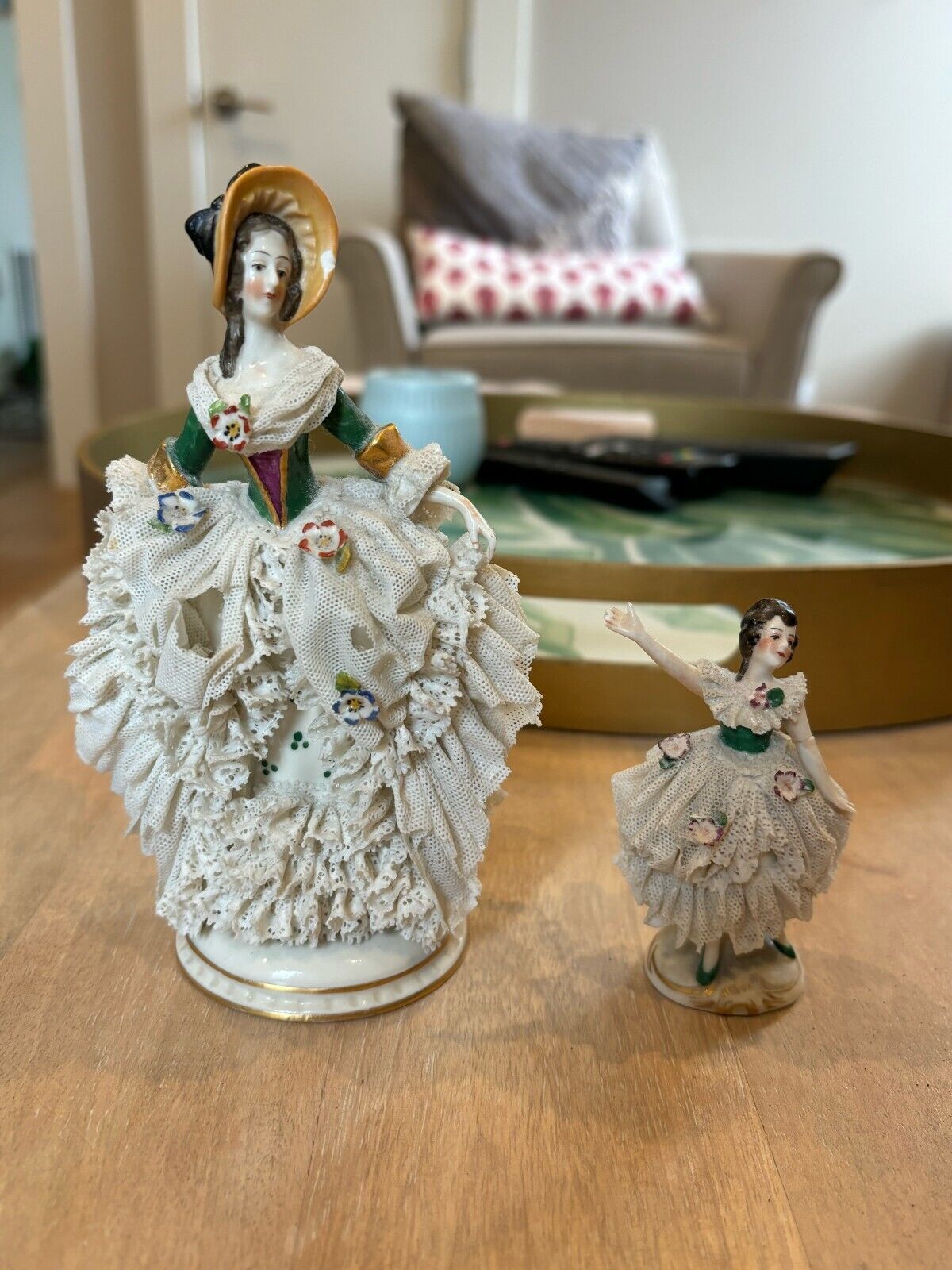 antique dresden lace german porcelain lady figurine