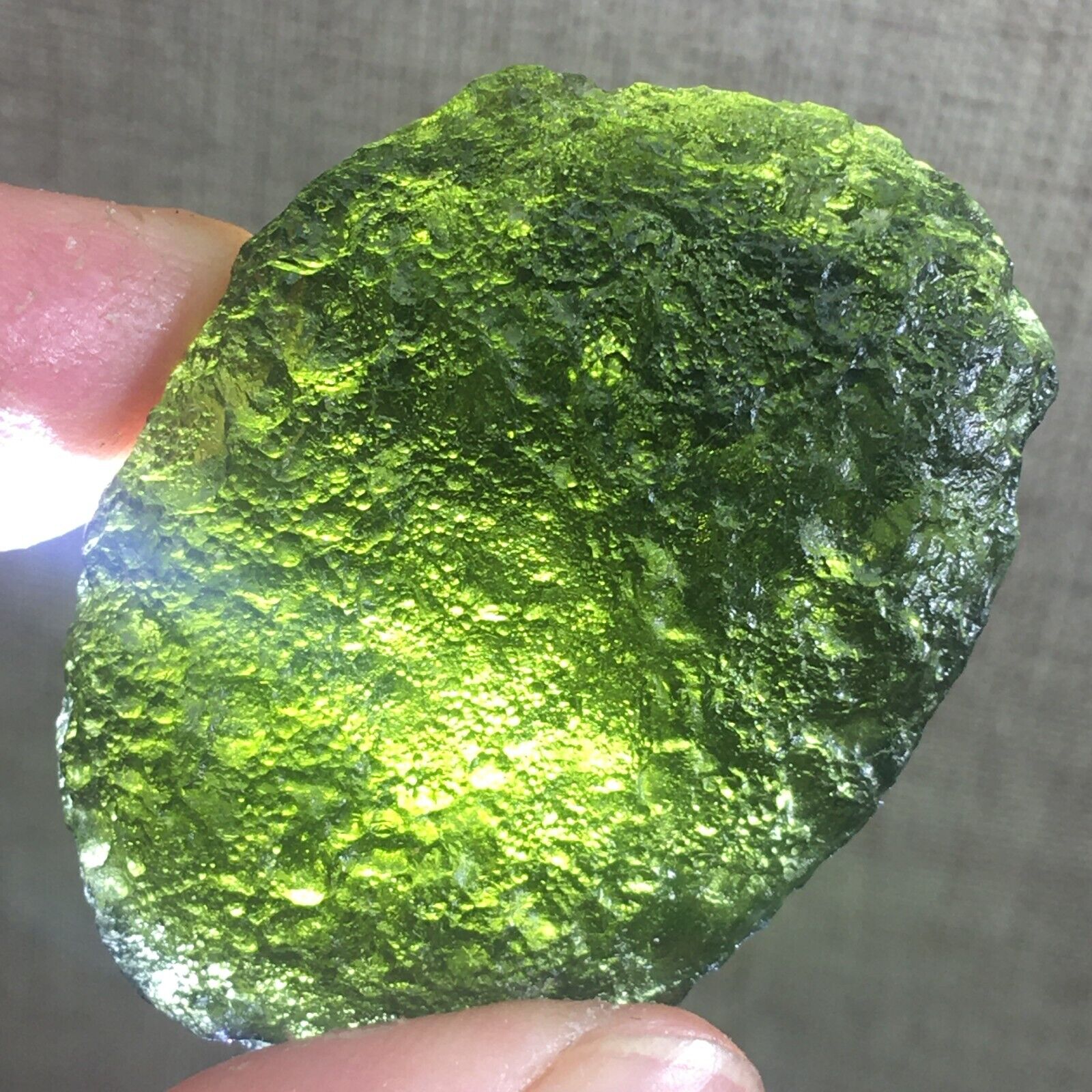 87.7Ct MOLDAVITE From Czech Republic From Meteorite Impact With Chips