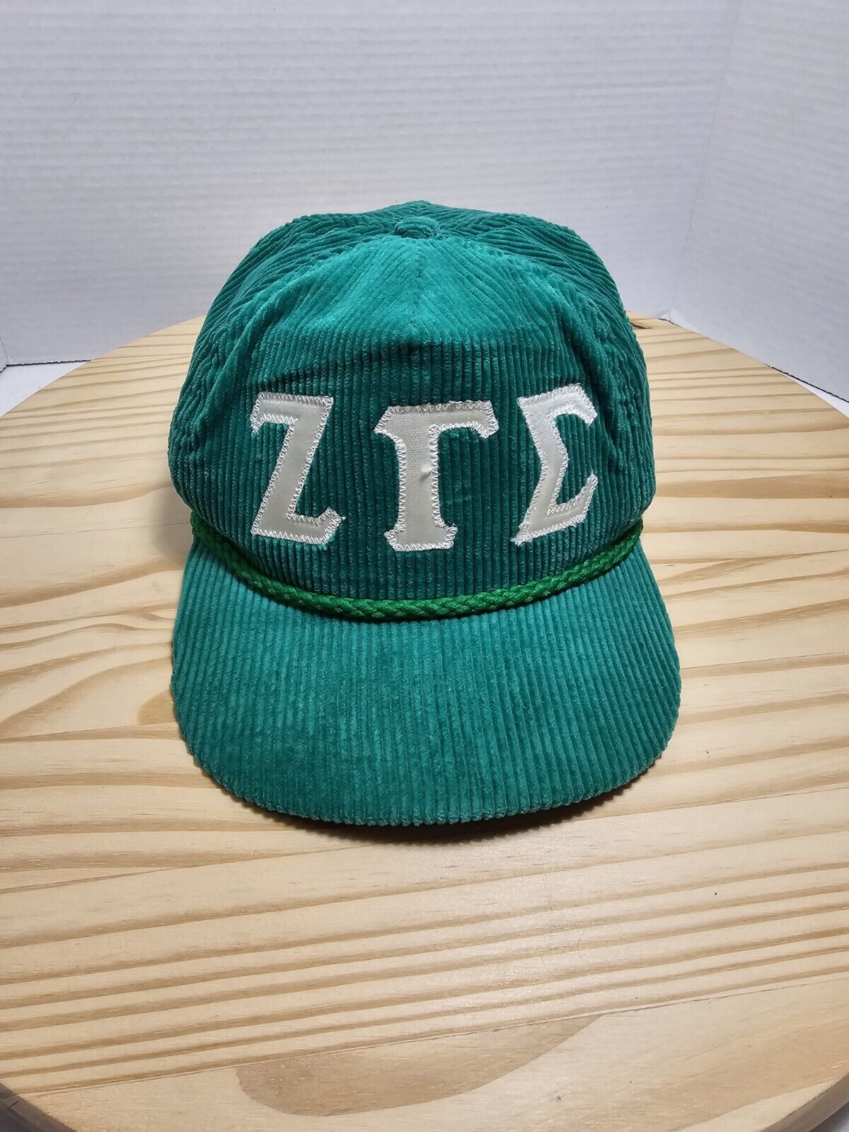 Vintage ZETA GAMMA SIGNA SORORITY Green Corduroy Hat Cap Potsdam University NY 