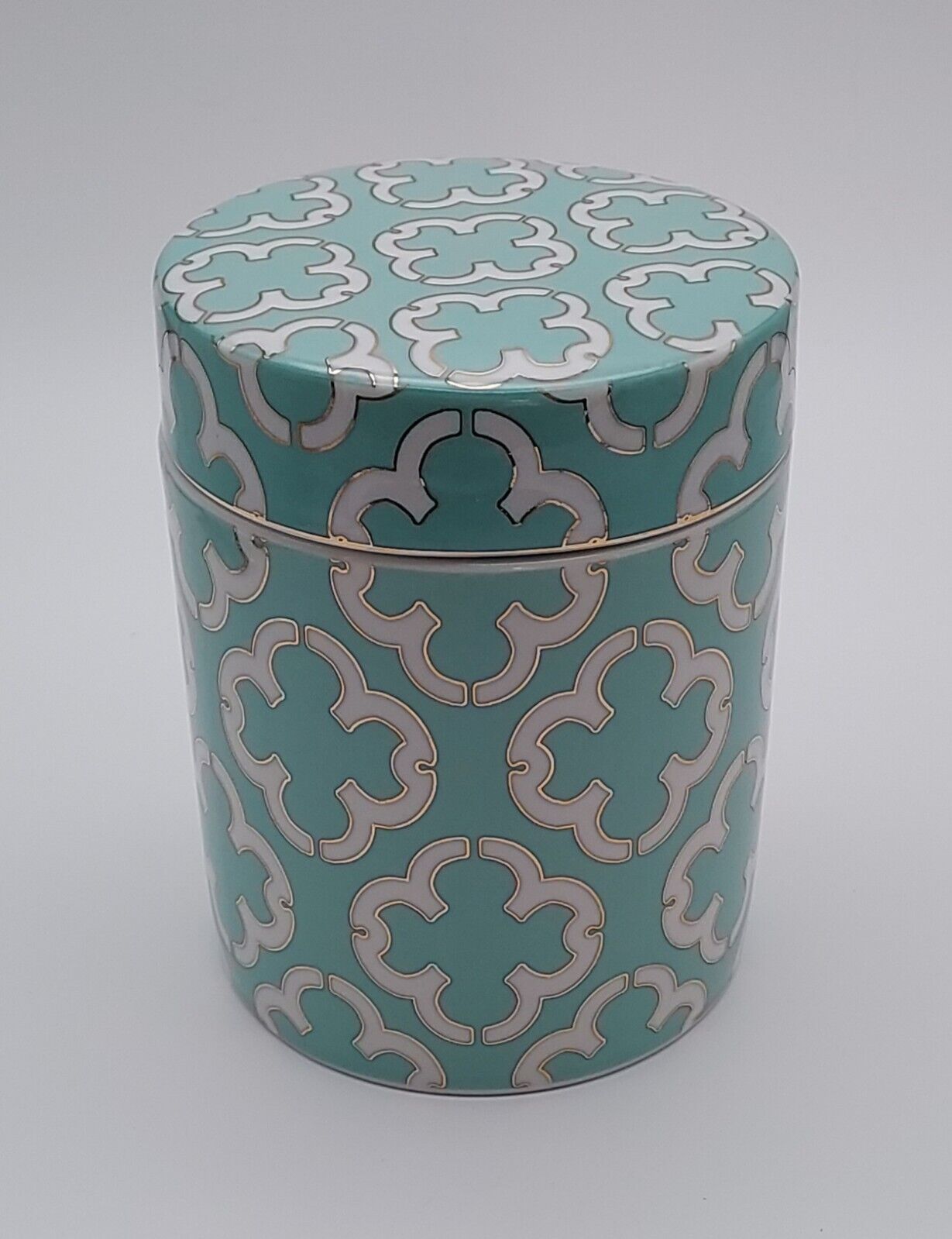 Alhambra Classic Moorish design by Rosanna - turquouise and gold canister