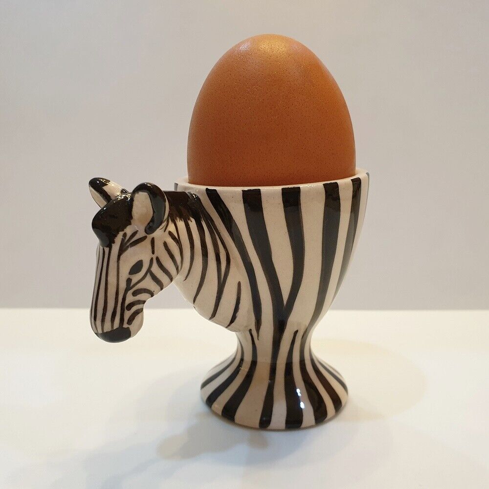Egg Cup Zebra Head Figurine Lovely Thai Ceramic Kitchenware Collect Home Decor