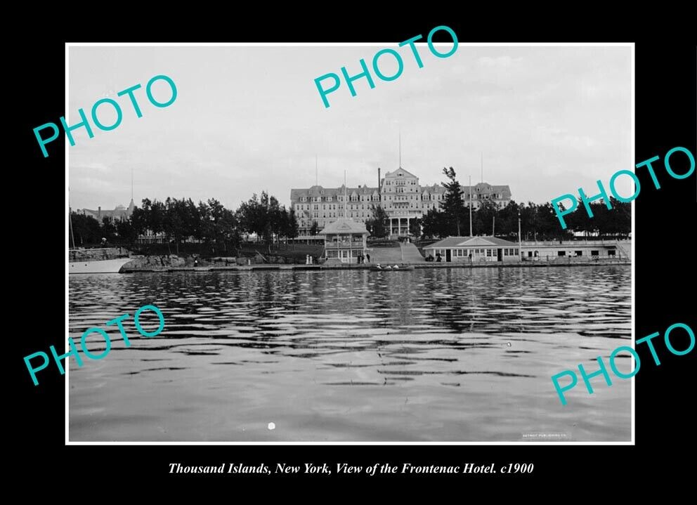 OLD LARGE HISTORIC PHOTO THOUSAND ISLANDS NEW YORK THE FRONTENAC HOTEL c1900