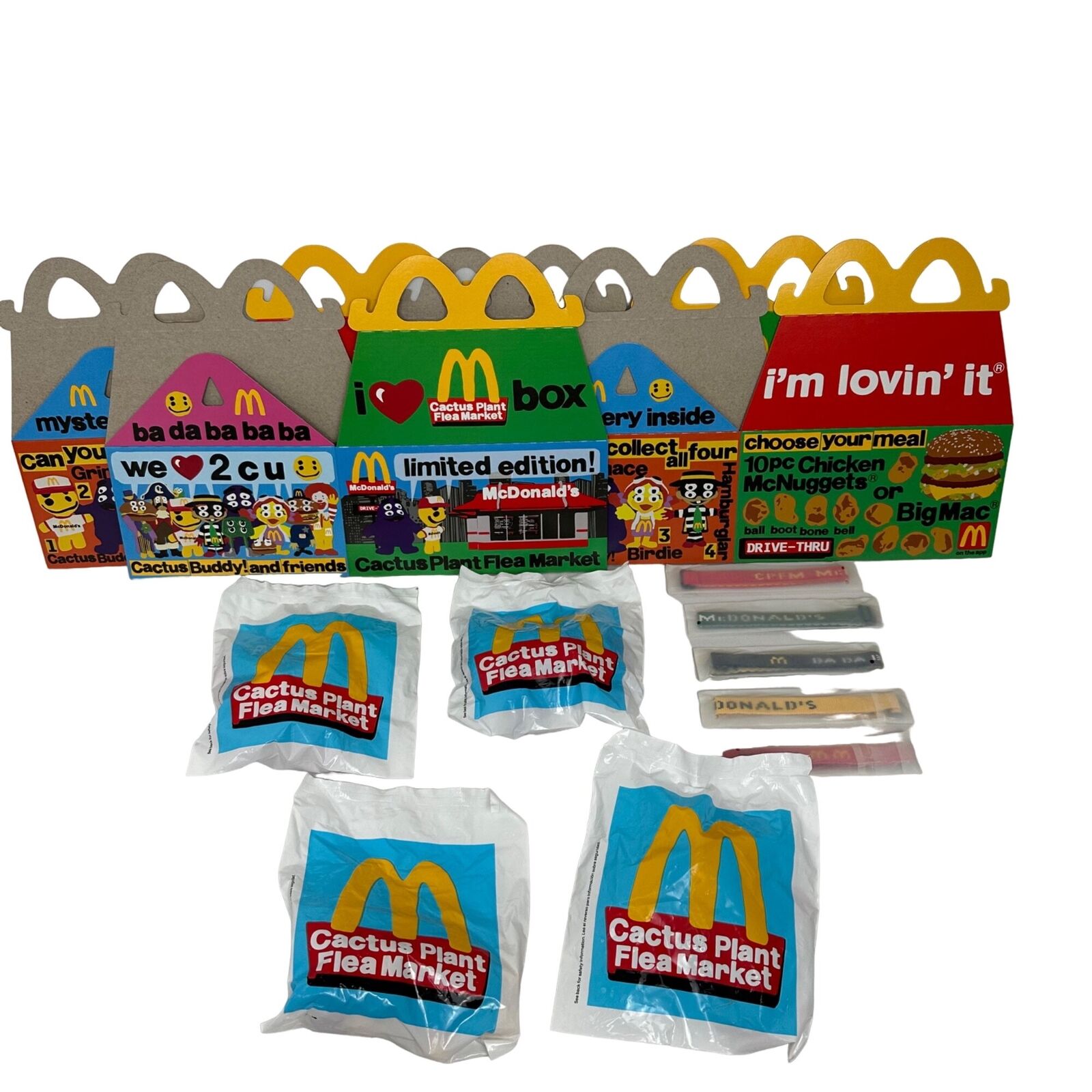 McDonald’s 2022 Adult Happy Meal Toys W/Boxes plus 5 Employee Bracelets NEW