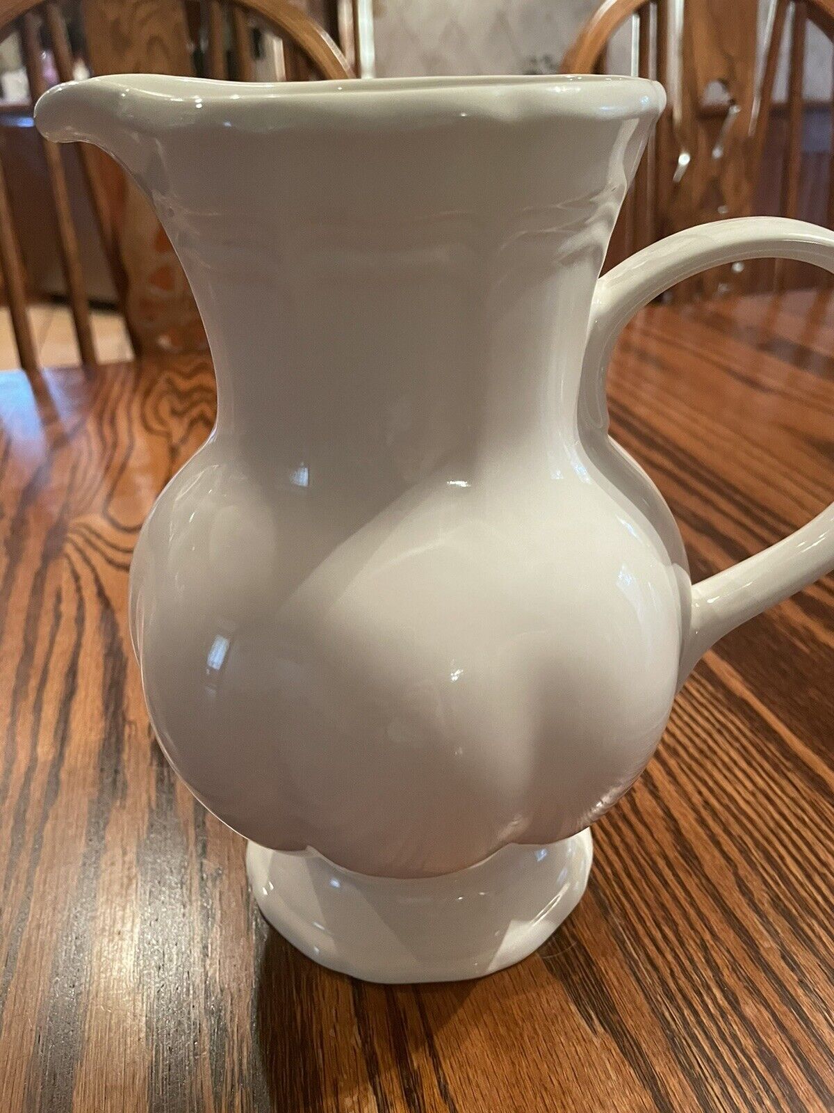Mikasa French Country Side Vintage White Pitcher 8 1/8 Inches Tall 