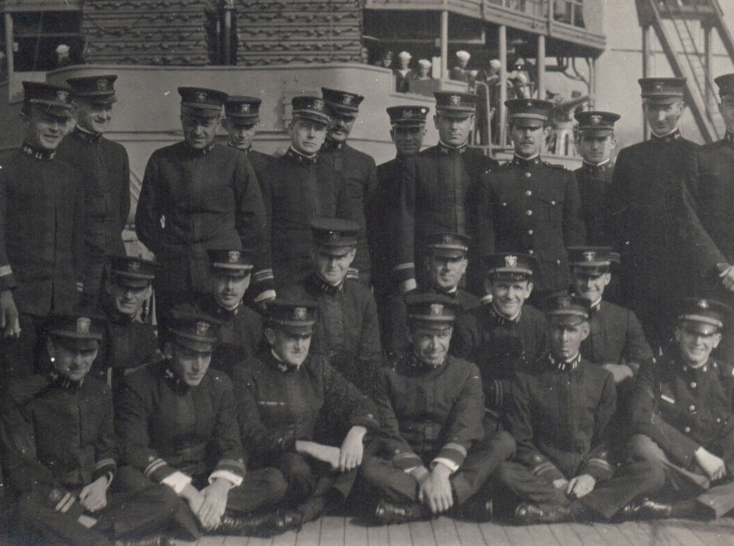 WWI US Navy Marines Officers Chaplin Ship Sailors RPPC Real Photo Postcard