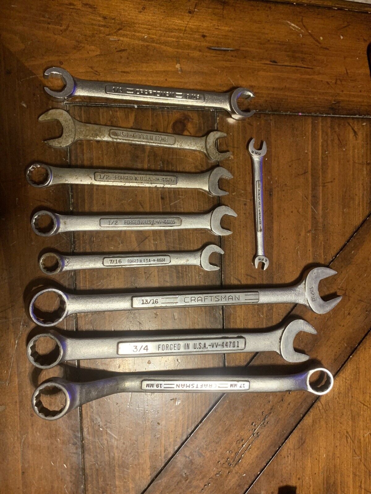 Lot Of 9 Various Craftsman Made In USA Wrench Tools