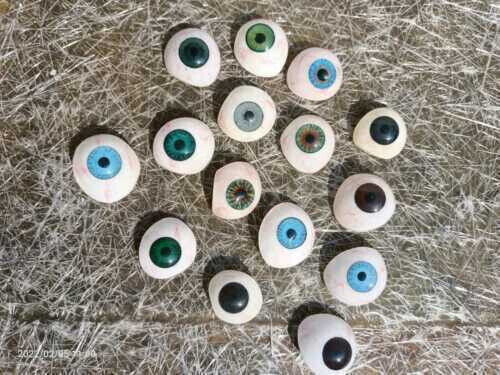 Vintage Human Prosthetic Eye -~ Antique Artificial Mix Eye Set Of 15 Pcs.