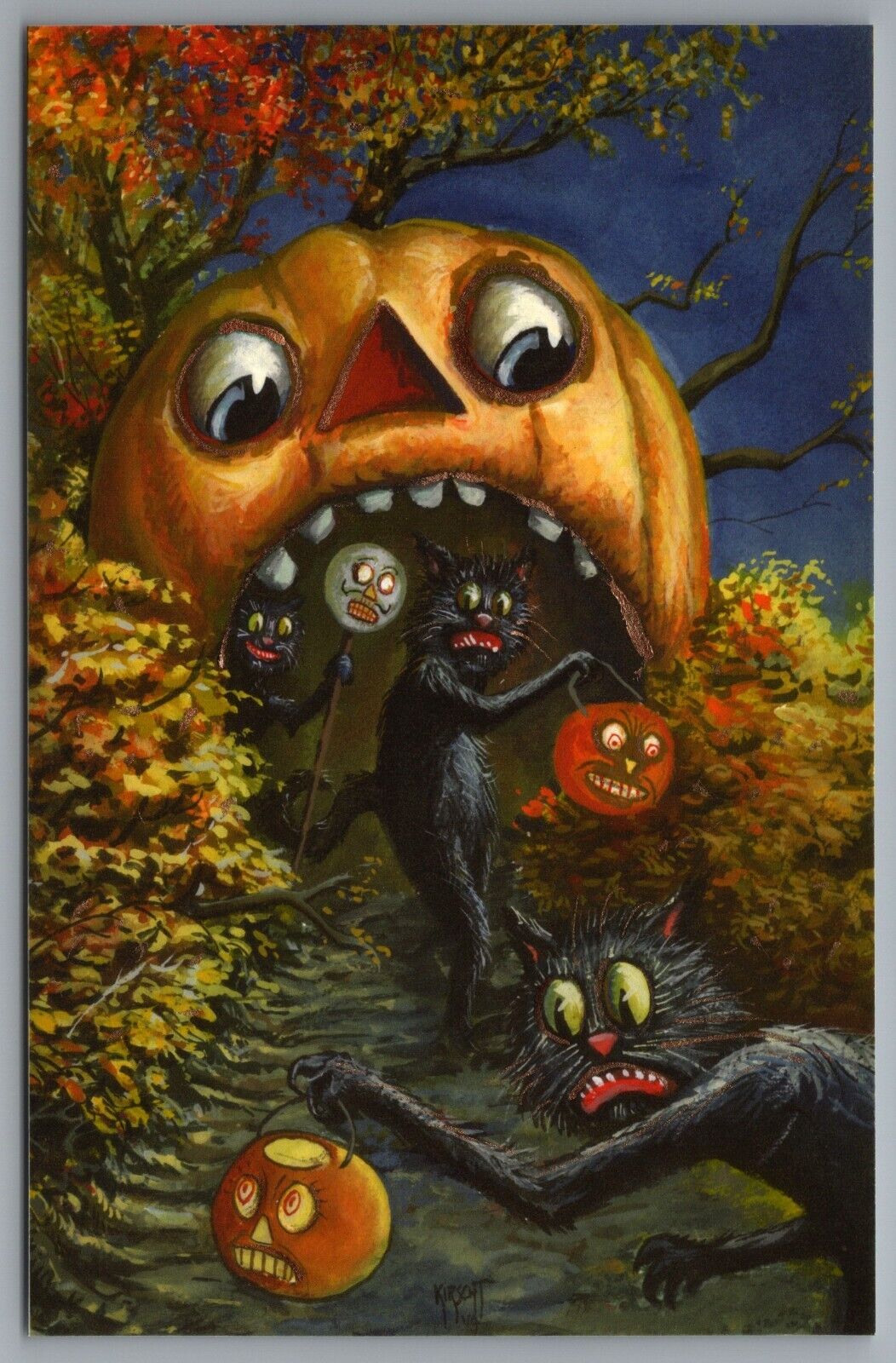 Matthew Kirscht Halloween Autumn Is Coming 2019 33/60 Embossed Gilded Postcard