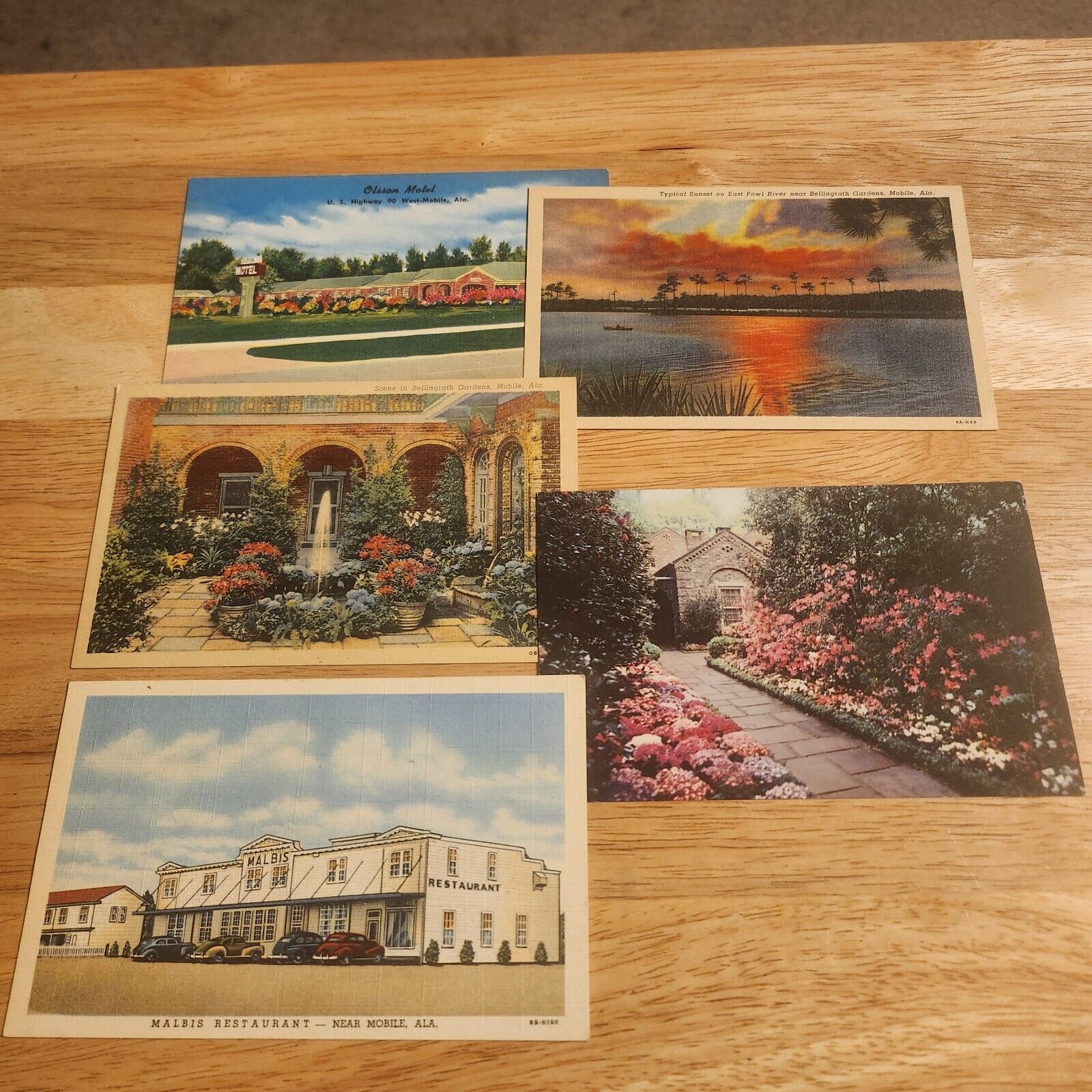 Lot Of 5 Vintage Mobile Alabama, Non Posted Post Cards