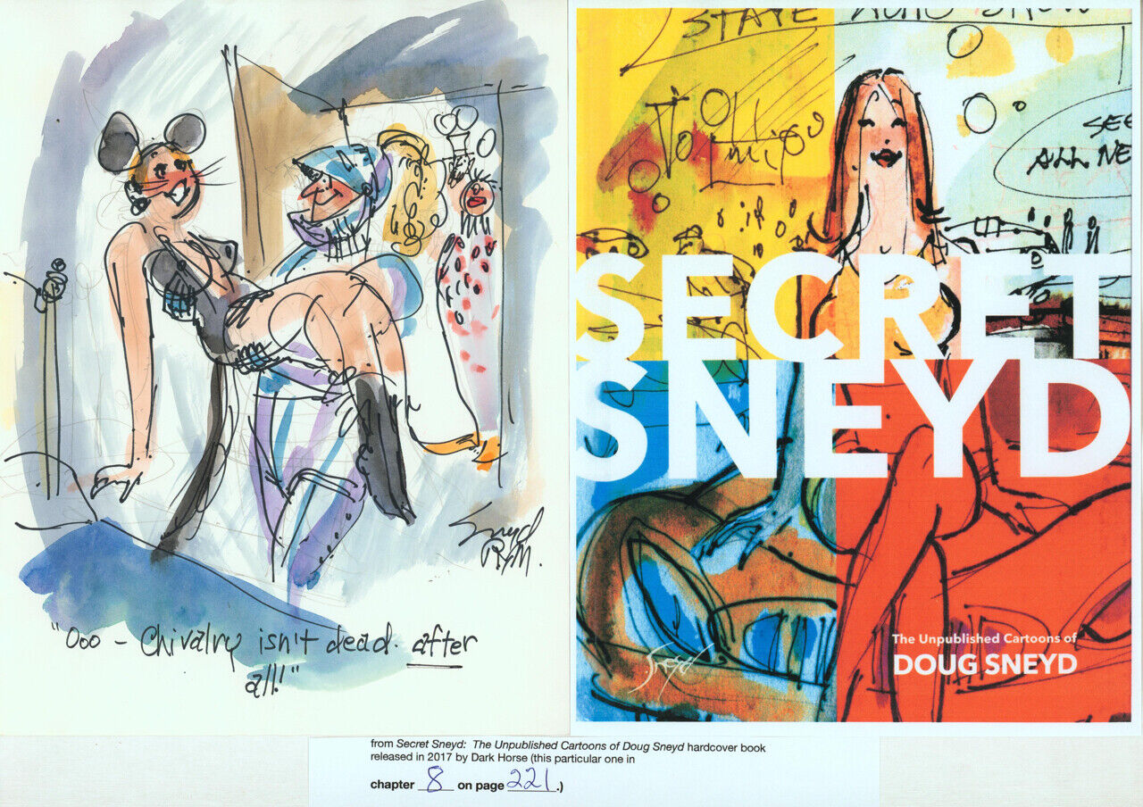 Doug Sneyd Signed Original Art Playboy Gag Rough Published Secret Sneyd CHIVALRY