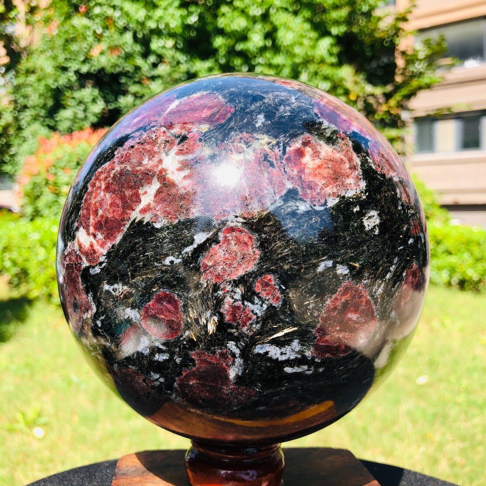 12.47LB Large Natural Garnet Sphere Crystal Firework Stone Ball Reiki Healing