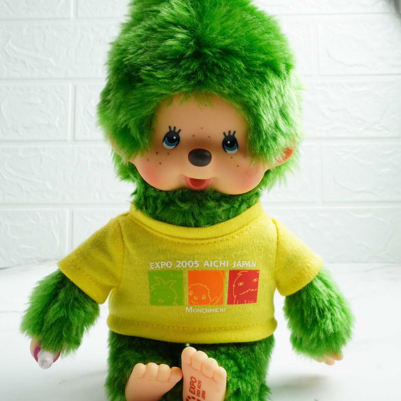 Monchhichi Nagoya Expo Limited 2005 Green doll stuffed Vintage Rare sekiguchi