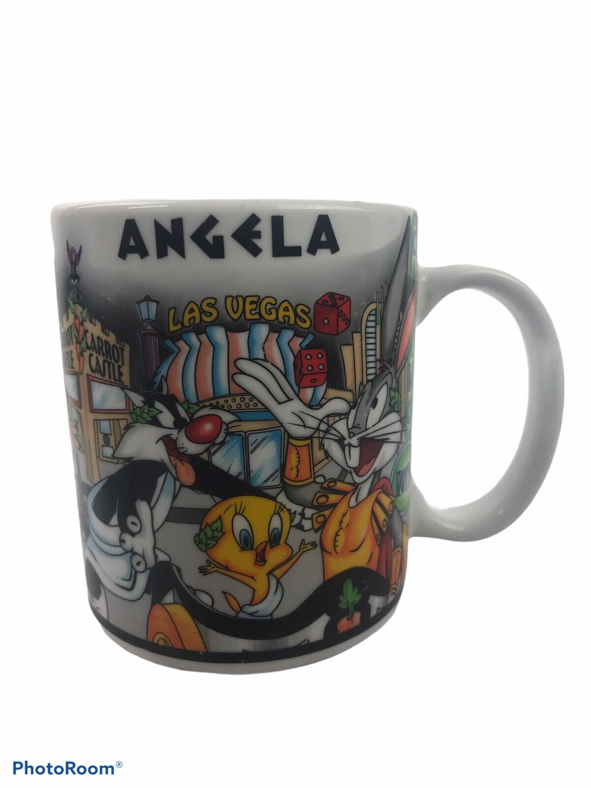 Warner Brothers Looney Tunes Pre Personalized Name Angela Coffee Mug