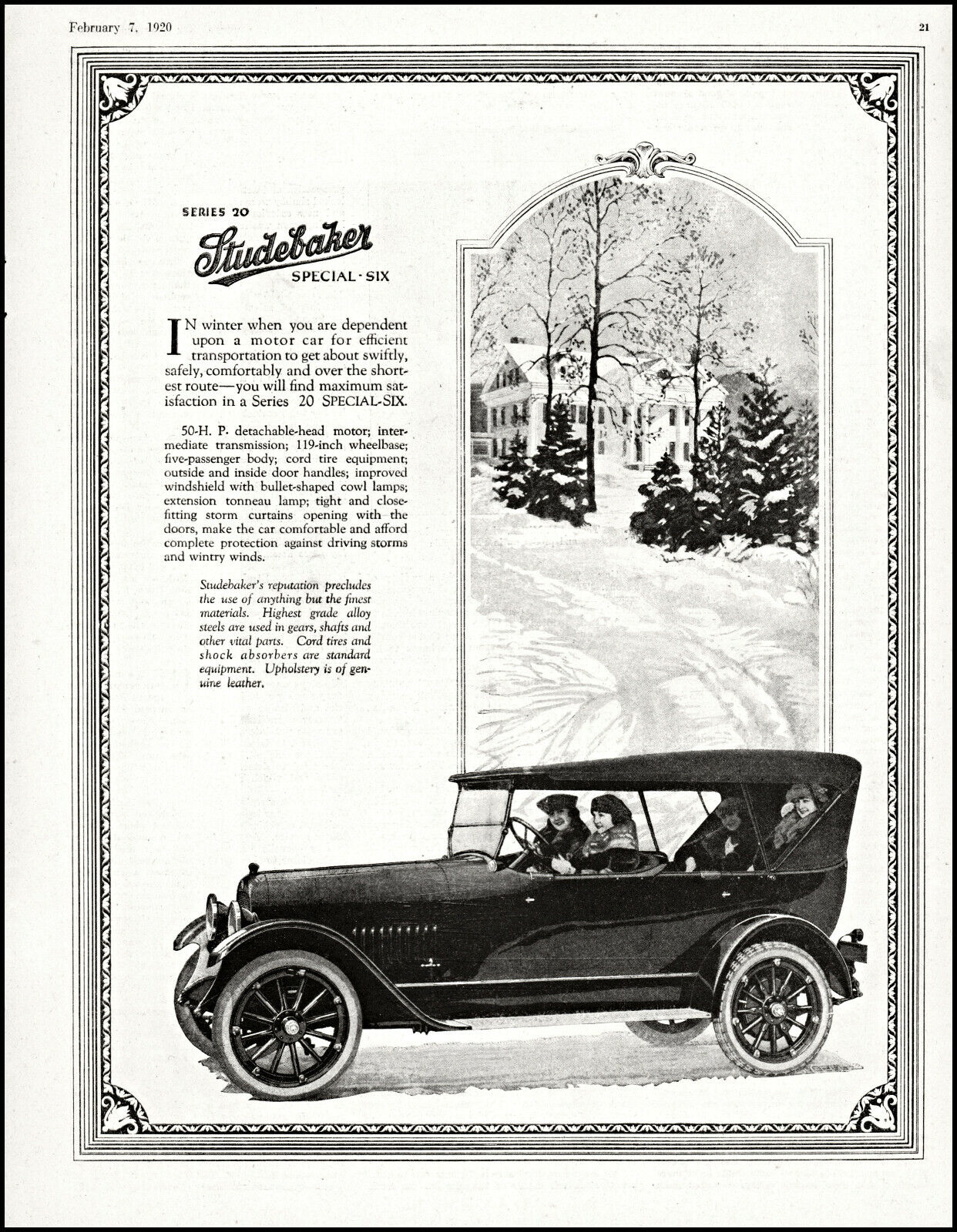 1929 Studebaker Series 20 special-six automobile car vintage photo print ad L84
