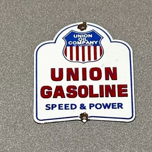 VINTAGE UNION GASOLINE PORCELAIN SIGN CAR GAS AUTO OIL