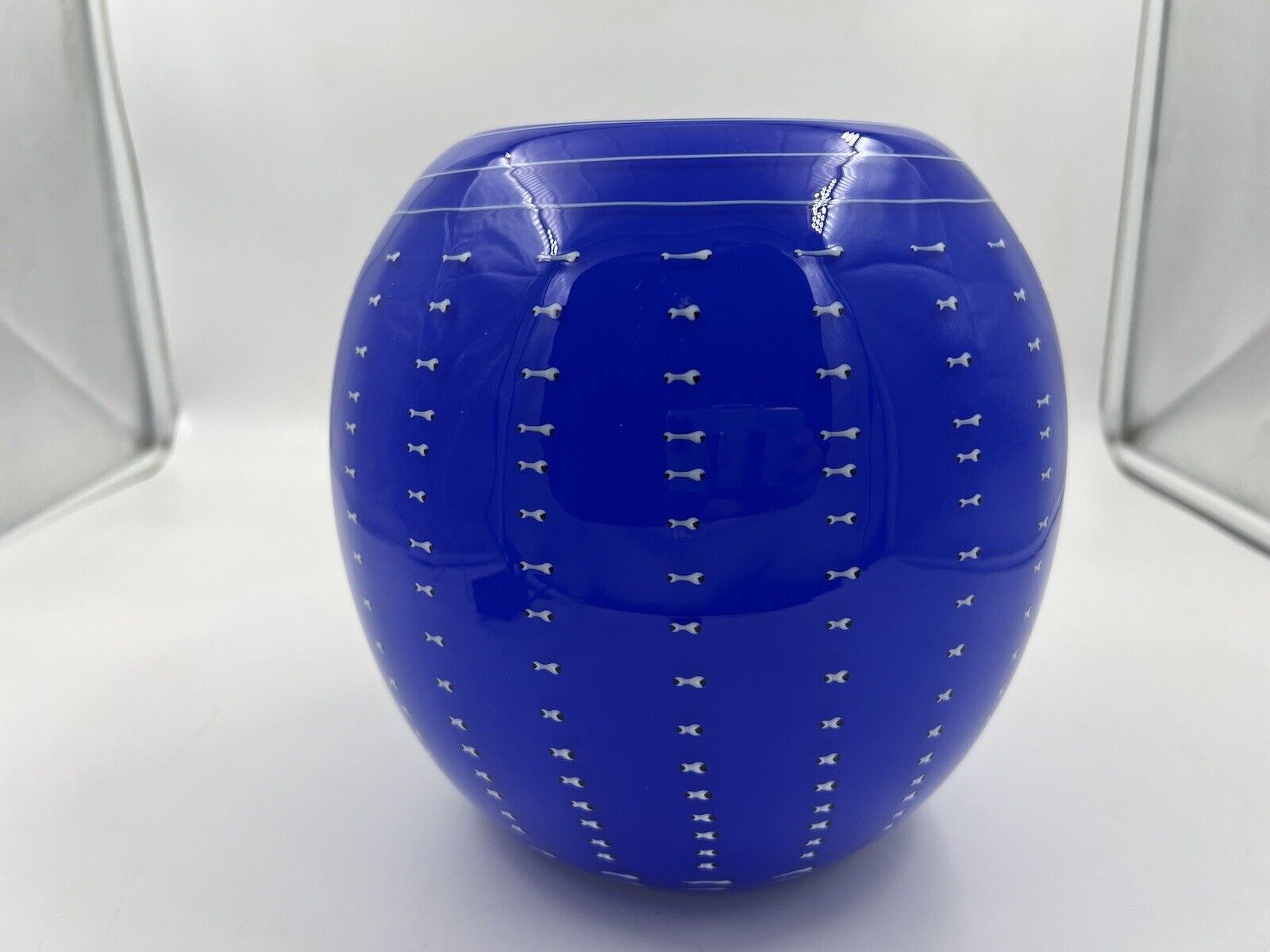 Lapis Blue Sea Urchin Vase Signed Artist Pizzichiilo & Gordon