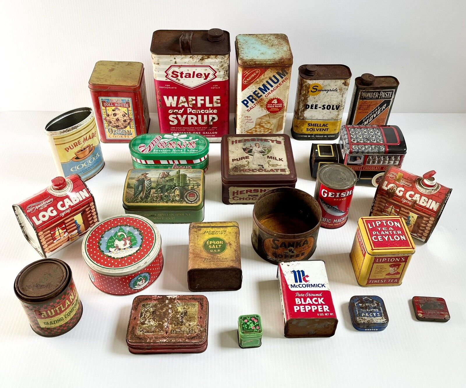 Large Lot Of 23 Vintage/Antique Advertising Collectible Tins Decor
