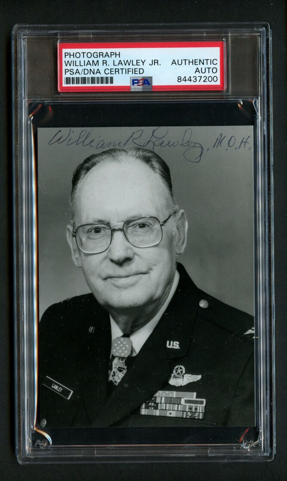 William R. Lawley signed autograph auto 3.5x5 Photo MOH WWII USAF PSA Slabbed