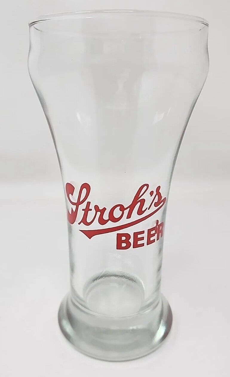 Vintage 1960\'s Rare Stroh\'s Beer 8 oz Pilsner Barware Glass Red Logo U205